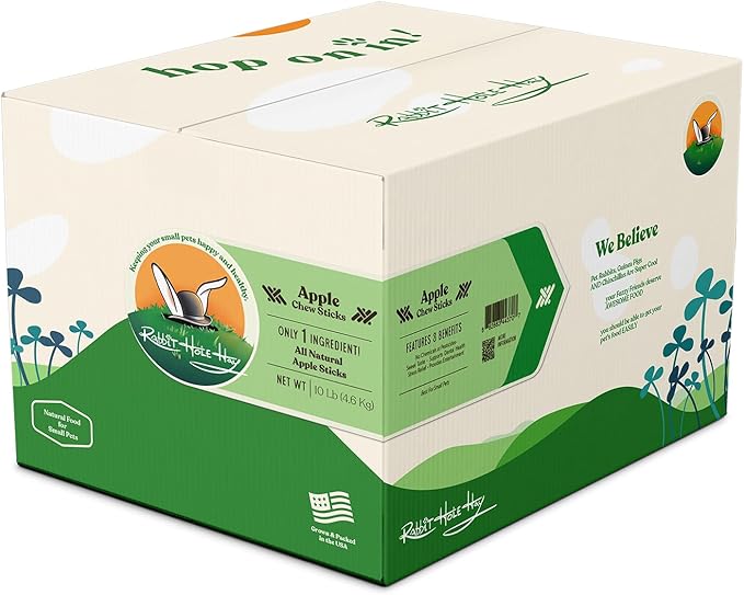 Rabbit Hole Hay - All Natural Apple Chew Sticks for Small Pets - 10 lb - Bulk Pack, Cost-Effective Treats