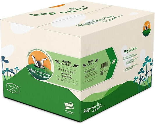 Rabbit Hole Hay - All Natural Apple Chew Sticks for Small Pets - 10 lb - Bulk Pack, Cost-Effective Treats