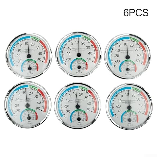 Analog Thermometer Hygrometer for Indoor Room Climate Control, Wall Mount or Stand Device with Comfort Display, No Battery Required for Home Office Greenhouse Sauna Terrarium, White(6pcs)