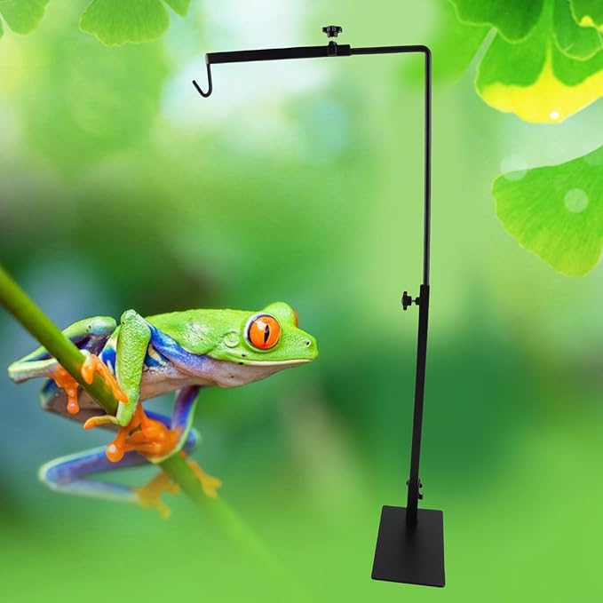 Adjustable Landing Light Lamp Stand Bracket, Reptile Heat Lamp Holder, Sturdy Metal Adjustable Height and Width Light Stand with Wire Clip for Tortoise Centipede Spider