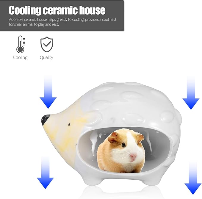 POPETPOP Ceramic Hamster Bed Houses Guinea Pig Hamster Hut Small Pet Animals Habitat Cage House Cool Hamster Hideout Nest Hedgehog House