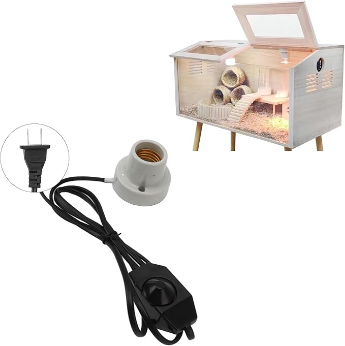 Cocoarm Heat Lamp Holder, E27 Reptile Ceramic Heat Lamp Holder with Light Switch Heat Lamp Socket for Tortoise Lizard Reptile Ceramic Lamp Holder (US Plug 120V)