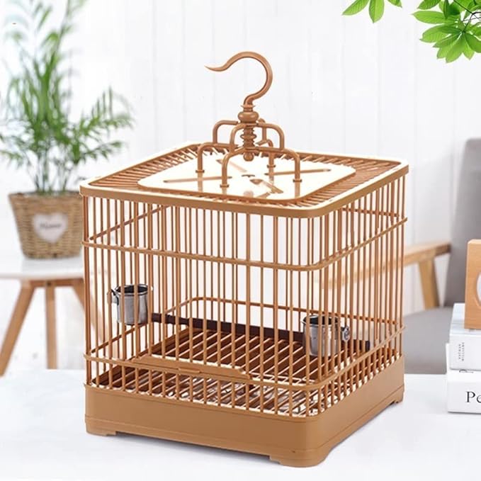 Elegant Birdcage Vintage Birdcages Square Hanging Bird Cage Breathable Abs Bird Carriers Square Bird House Carrier for Garden Outdoor Exquisite Beautiful