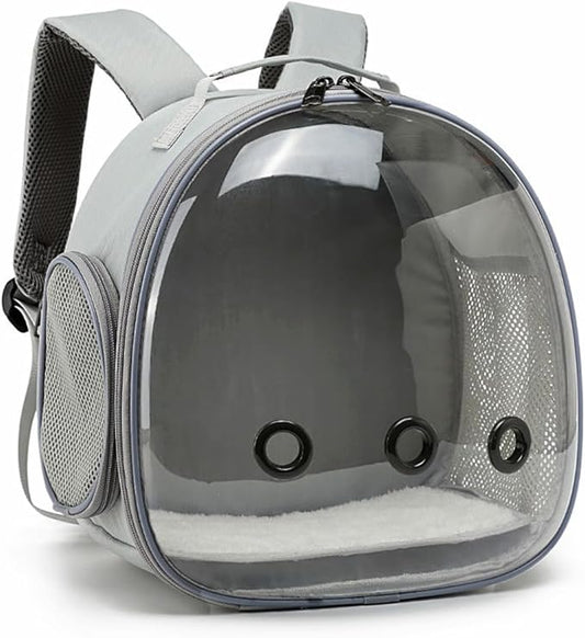 Periglo Pet Carrier Cage, Small Parrot Cage Pet Backpack, Portable Animal Carrier Travel Cage, Indoor and Outdoor Cage for Parrot, Hedgehog, Rat Parrot, Rabbit, Grey