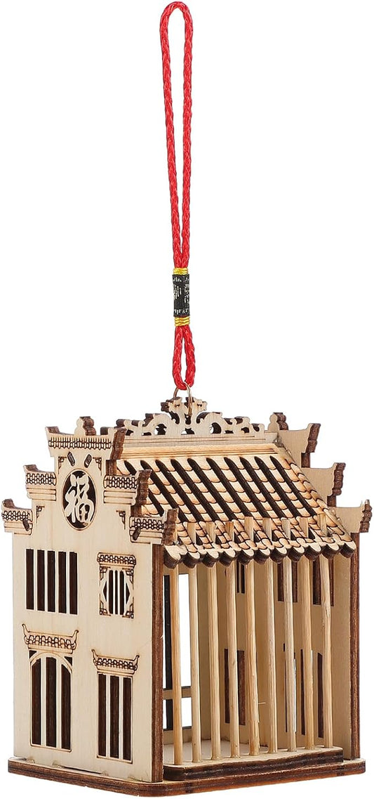 DECHOUS 1Pc Wooden Grasshopper Cage, Cricket Cage Small Wooden House Reptile Feeding Box Wood Cricket Ideal for Storage and Transport