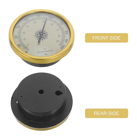 Round Hygrometer, 72mm High Precision 2.5 Accuracy 2% RH Resolution Analog Mechanical Humidity Gauge, Stainless Steel & Glass Face Hygrometer