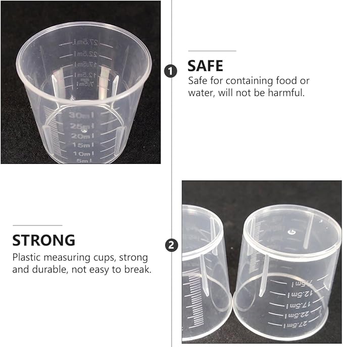 100 Pcs Reptile Feeding Measuring Cups White Plastic Sturdy Food and Water Bowls for Lizards and Crawling Pets Terrarium Accessories