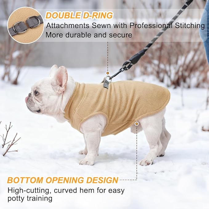 BEAUTYZOO XS Dog Sweaters, Soft Fleece Vest Pullover Dog Jacket with D-Ring Leash Attachment, Warm Winter Dog Clothes Cold Weather Doggy Chihuahua Sweater for Small Dogs Cats Boy or Girl, Pink XSmall