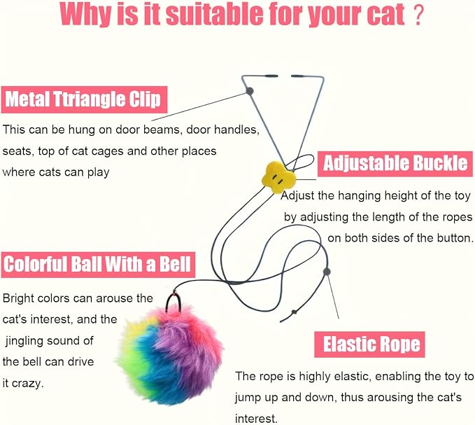 Interactive Cat Toys, Independent Play Hanging Door Cat Toys for Indoor Cats Kitten Exercise Toy for Bored Cats - Image 3