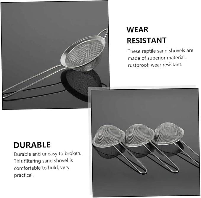 TOYANDONA 2pcs Lizard Mesh Shovel Reptiles Dung Filtering Tool Reptile Box Excrement Scoop
