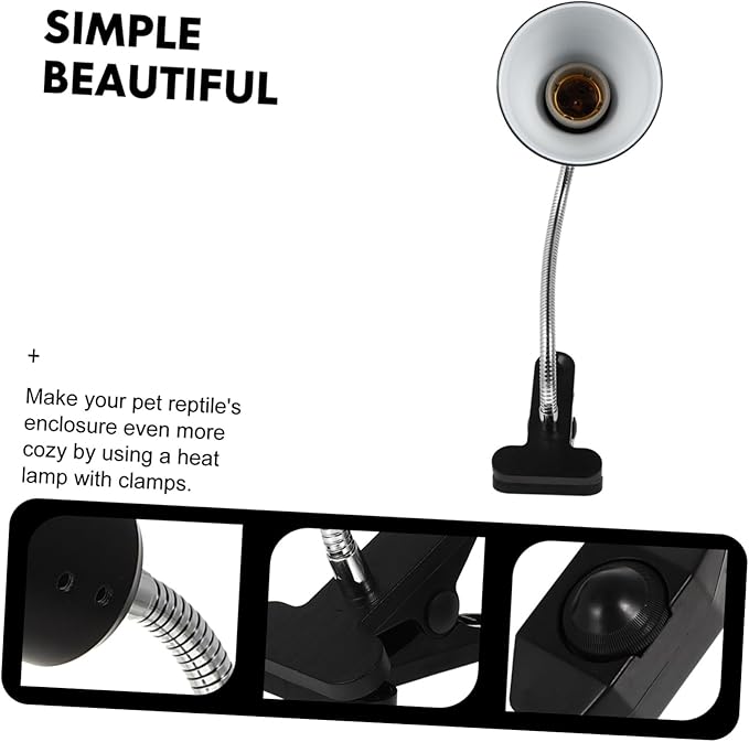 Adjustable Reptile Heat Lamp Shade for Tortoises Wide Neck and Switch ?€? Sunburn Light Rack for Reptiles for Basking and Heating