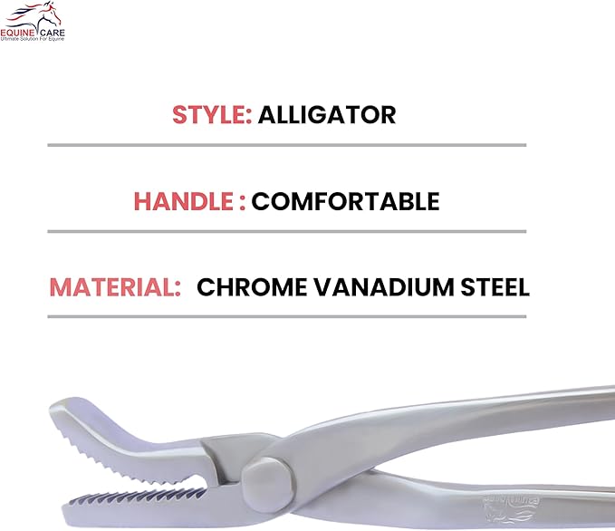 Equine Care Hoof Clincher 12-Inch – Professional Chrome Vanadium Steel Farrier Tool | Horseshoeing & Hoof Trimming Supplies for Expert Farriers, Vets & Horse Owners (Alligator Jaw)