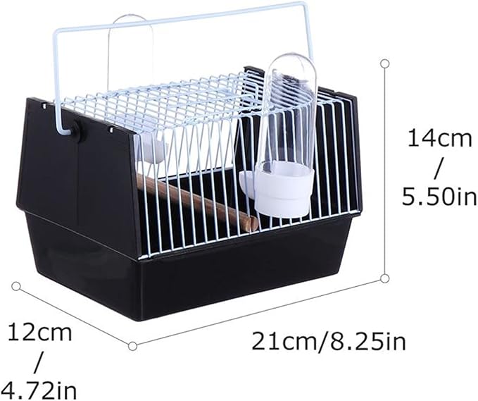 ENGENDER Bird Cage Portable Bird Travel Box Peony Travel Bird Parrot Carrier One-Piece Comfortable with Handle Small Animal Carrier Black Parakeet Cage