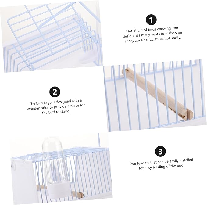 Sosoport 1set Portable Bird Cage for Parrots Comfortable Travel Carrier for Birds for Hiking Shopping Camping Made of