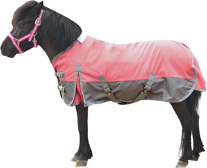 Mini Horse/Pony/Foal/Miniature Size 36"-51" Lightweight Waterproof & Breathable 1200 Denier Turnout Blanket with No Filling Pink 42"