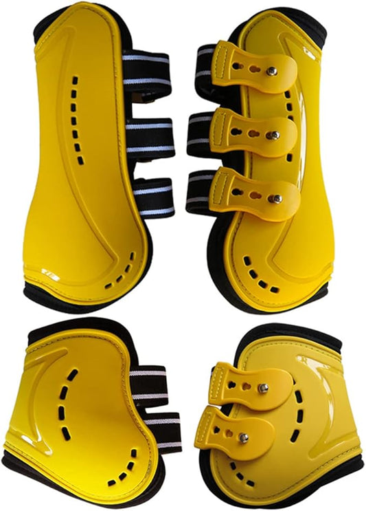 Horse Boots Open Front Jumping Tendon Sport Boots, Hind Fetlock Boots, Secure Leg Protection, Classic Breathable Equine Supplies, Set of 4