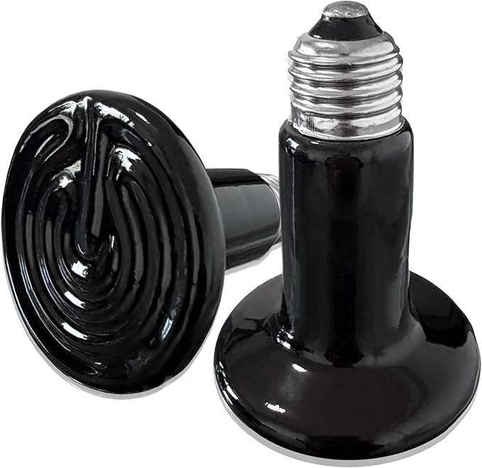 2Pcs 100W Reptile Heat Lamp Ceramic Emitter, Ceramic Heat Lamp for Cats, Chickens, Parrots, Reptiles and Small Animals (Black 110V 100W)