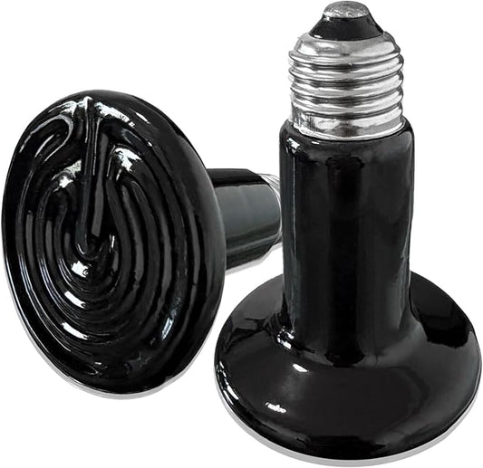 2Pcs 100W Reptile Heat Lamp Ceramic Emitter, Ceramic Heat Lamp for Cats, Chickens, Parrots, Reptiles and Small Animals (Black 110V 100W)