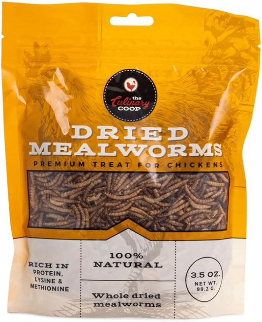 Fluker's Culinary Coop Premium Chicken Treats, Mealworms 3.5 oz, High Protein Worm, Nutritious Treat