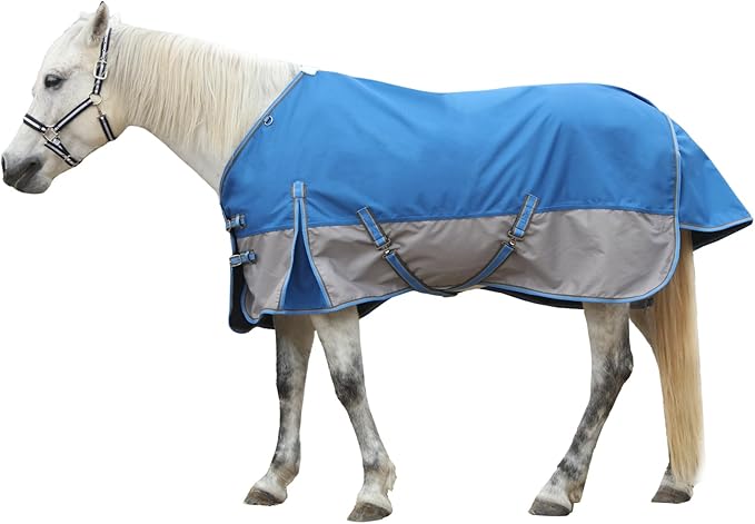 1200D Ripstop Waterproof Breathable Horse Blanket (0g No Fill), Lightweight Turnout Rain Sheet, Keeps Dry in Mud & Wet Weather Bluegrey 81"