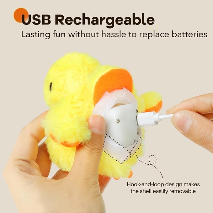 Potaroma Cat Toys Rechargeable Flapping Duck with SilverVine Catnip, Lifelike Quack Chirping, Touch Activated Kitten Kicker Plush Interactive Exercise Toys for All Breeds - Image 5