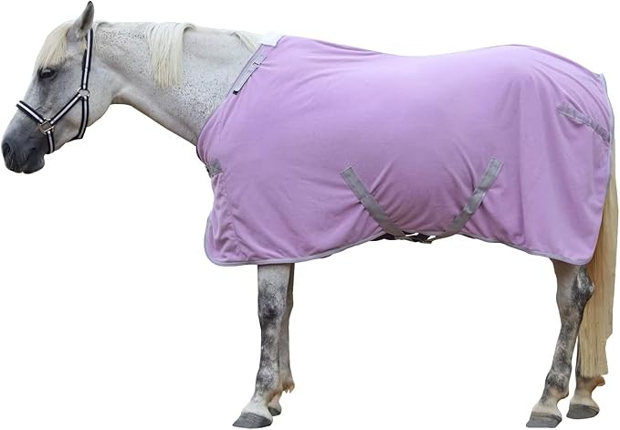 LEAFOREST Horse Fleece Blanket Polar Fleece Cooler Liner Soft Exercise Blankets for Horses Moisture Wicking Sheet in The Barn, Stable, Stall, Pasture, Paddock Purple 66 inches