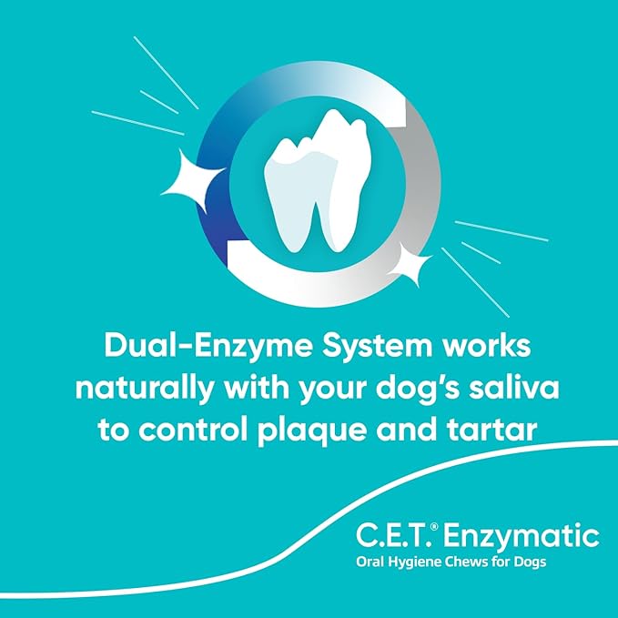 Virbac C.E.T.® Enzymatic Oral Hygiene Chews for Dogs, Small - Plaque & Tartar Control - Single Layer Beefhide with Exclusive Dual-Enzyme System & Tasty Chicken Flavor - Easy to Give Dog Dental Chew