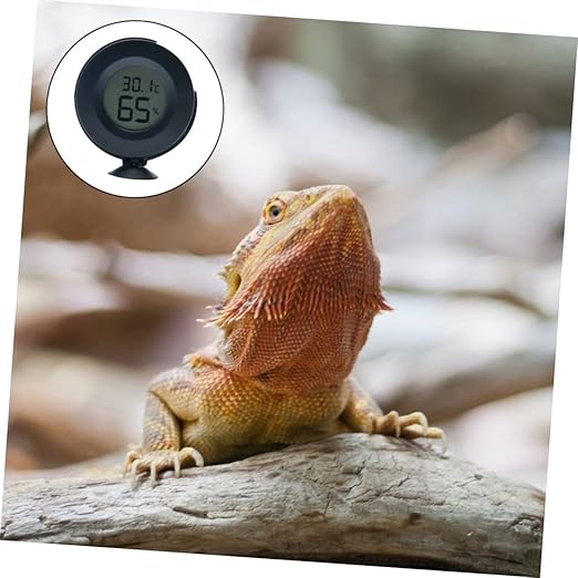 BESPORTBLE 1pc Reptile Hygrometer Thermometer LCD Display Accurate Temperature and Humidity Monitor for Terrariums Snakes Lizards and Turtles Powerful Cup for Easy Installation