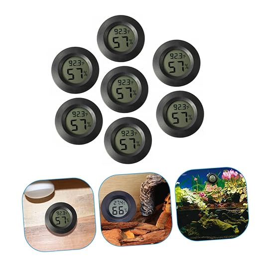 POPETPOP 14pcs Mini Hygrometer for Terrarium Compact Humidity and Temperature for Reptile Tanks Indoor and Outdoor Use Design