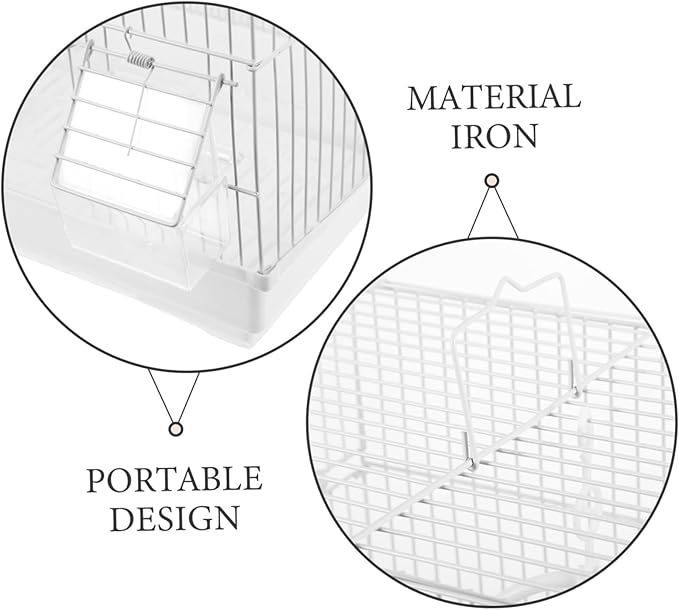 jojofuny Portable Metal Bird Carrier Cage for Parrots Pearl Jade Birds Finches Iron Travel Storage Cage Secure Habitat for Pets