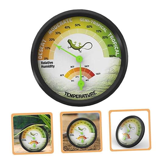 ORFOFE High Precision Analog Thermometer Hygrometer for Reptile and Turtle Tanks Sensor Wear-Resistant Material Easy Mounting with Back Sticker Safe Smooth Edges for Accurate Temperature