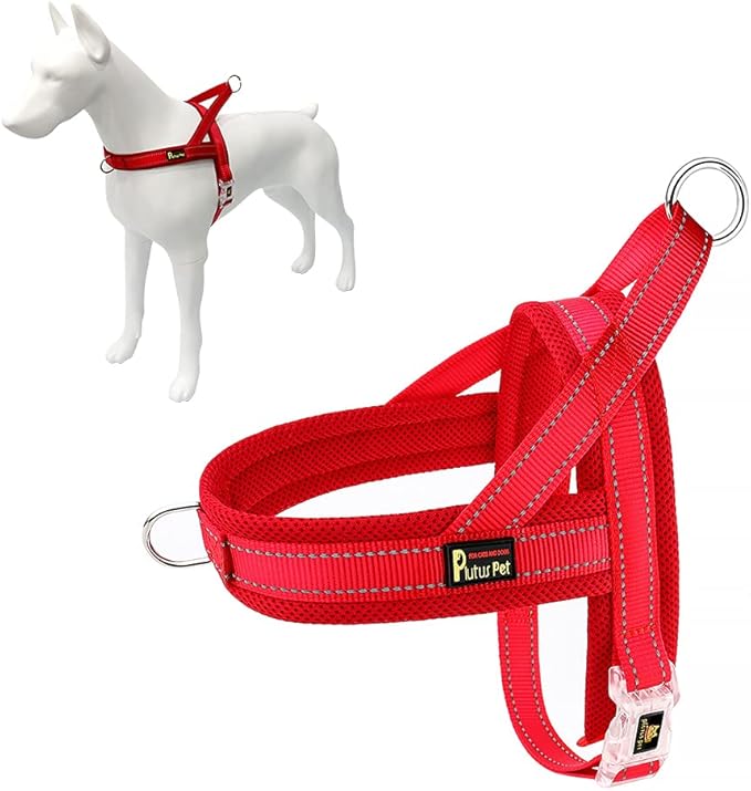 Plutus Pet No Pull Dog Harness with Breathable Mesh Padded, Adjustable Reflective Escape Proof Dog Harness, Quick Fit Dog Vest Harness for Small Medium Large Dogs(L, Red)