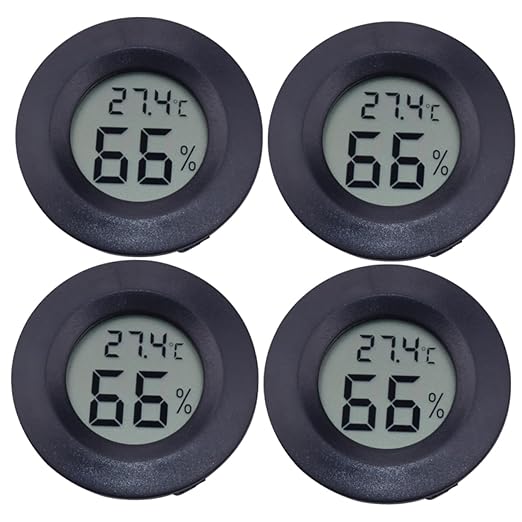 HANABASS 2sets Digital Temperature Humidity for Reptile Pets Acrylic Hygrometer Thermometer Compact and Lightweight for Home and Pet Store Use Black 4pc*2