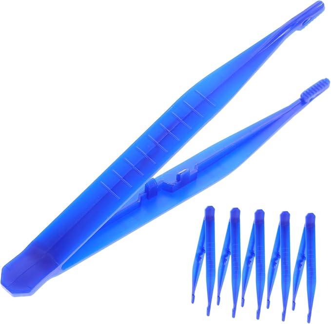 6pcs Reptile Accessories Long Tweezers for Aquarium Lizard Tank Feeding Tool Plastic Reptiles Food Clamp