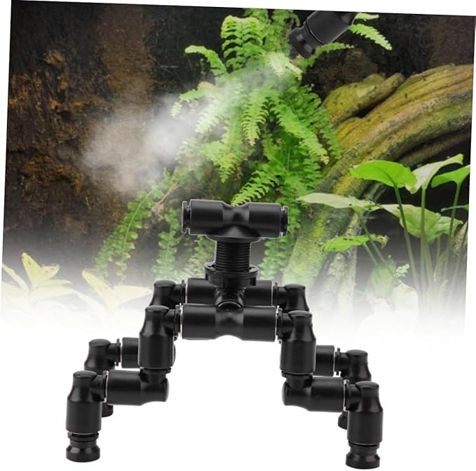 BESPORTBLE 1set Adjustable Reptiles Cooling Nozzle for Mist Spraying Rainforest Tank Rotatable Pet Cooling Sprayers for Lizard Gecko and Amphibian Supplies Black