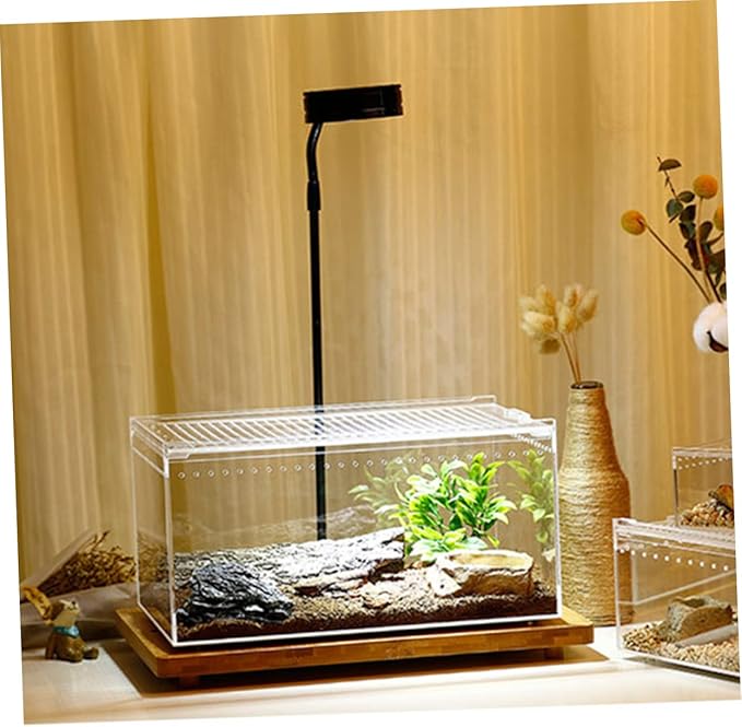 POPETPOP Reptile Breeding Box, Reptile Feeding Container Aquarium Breeding Tank Transparent Feeding Box Terrarium Habitat for Snake Turtle Lizards（7.86X5.89X3.93in）