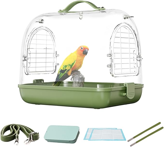 Bird Carrier - Breathable Parrot Cage, Portable Transparent Pet Carrier Backpack | Removable Breathable Transport Bag, Cockatiel Travel Accessories, Small Biird Travel Carrier for Conure Parakeet