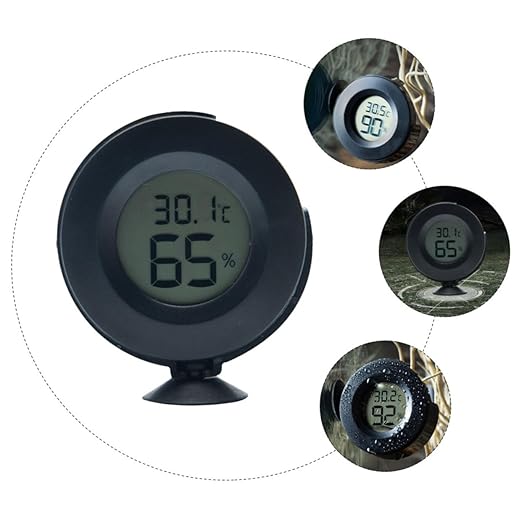BESPORTBLE 1pc Reptile Hygrometer Thermometer LCD Display Accurate Temperature and Humidity Monitor for Terrariums Snakes Lizards and Turtles Powerful Cup for Easy Installation