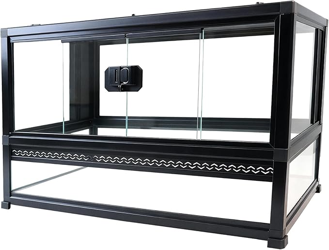 Reptile Terrarium Glass Enclosure 22" × 14" × 12", Front Opening Tank with Mesh Top, Easy Assembly for Small Reptiles, Geckos, Lizards, Snakes, Turtles & More