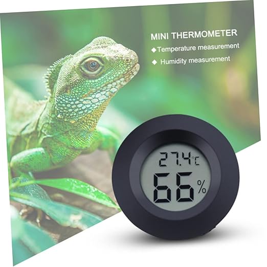 Holibanna 4Pc Digital Humidity and Temperature Gauge Embedded Acrylic Hygrometer for Reptile Pets Compact Humidity Monitor for Home Use Black