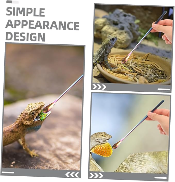 Kisangel 3pcs Small Lizard Food Spoon for Pet Feed Water Scoop Mixing Stirring Function Pet Supply