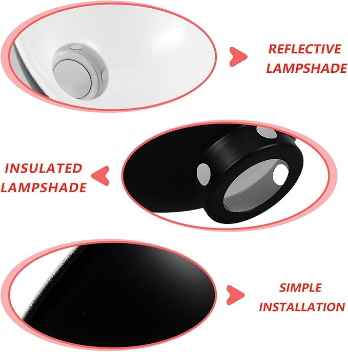 Reptile Heat Lamp Shade 8.5-Inch Dome Reflector with Black Exterior White Interior Coating for Reptile Tank Heating and Habitat Lighting Protection