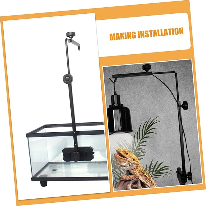 Happyyami Reptile Heat Lamp Fixture Stand Bracket for Turtle Basking Lizard Light Setup Aquarium Accessory for Enhanced Growth and Easy Lighting