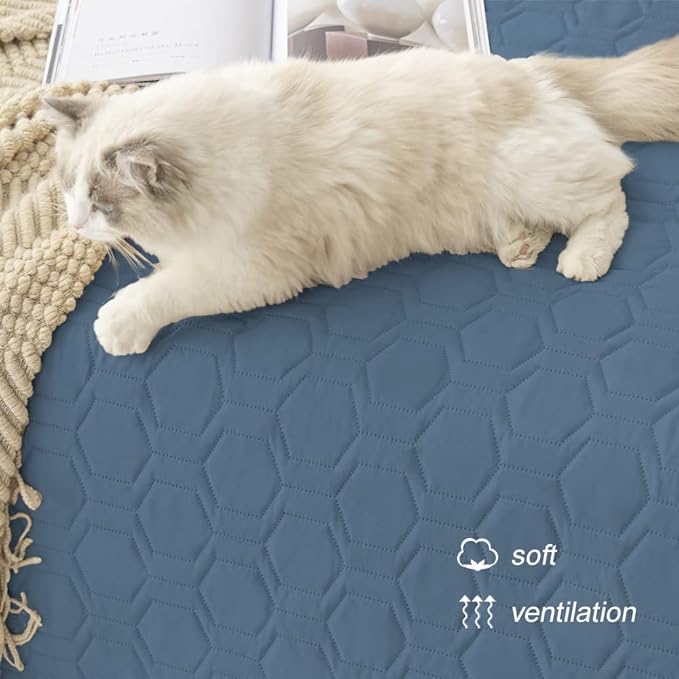 Tcksstex Waterproof and Non-Slip Dog Bed Cover and Pet Blanket Sofa Pet Bed Mat ，car Incontinence Mattress Protectors Furniture Couch Cover for Most Cats Dogs, Pets（40x50- Navy Blue）
