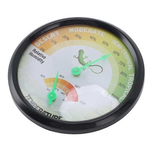 Accurate Dial Thermometer and Hygrometer, Mechanical Temperature and Humidity Meter for Pets, Reptiles, No Battery Needed, Compact Design for Pet Boxes