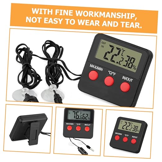 2sets Digital Thermohygrometer Humidity for Reptile Thermostat Indoor Thermometer for Turtle Snake Lizard Tanks