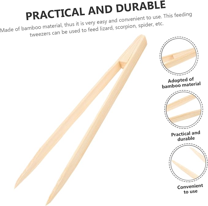 Milisten Bamboo Reptile Feeding Tweezers Pet Appetite Stimulant Clip for Lizards Turtles and Reptiles