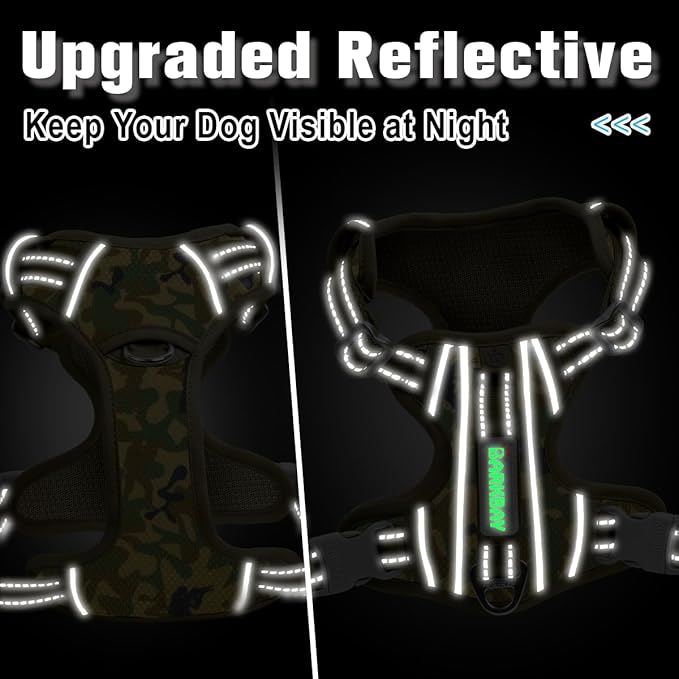 BARKBAY Dog Harness No Pull with ID Tag Pocket - Heavy Duty, Reflective, Easy Control for Large Dogs(Camo,XL)