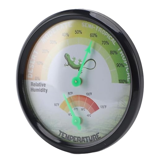 Thermometer Hygrometer, Mechanical Temperature Humidity with Pointer, for Reptile Pet Enclosures Small Spaces