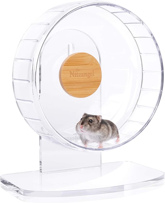 Niteangel Super-Silent Hamster Exercise Wheels with Pedometer- Quiet Spinner Hamster Running Wheels with Adjustable Stand for Hamsters Gerbils Mice Or Other Small pet